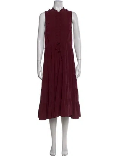 Pre-owned Ulla Johnson Silk Long Dress In Burgundy