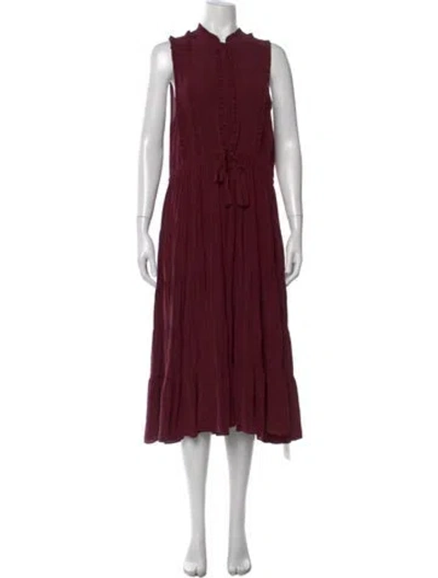 Pre-owned Ulla Johnson Silk Long Dress In Burgundy