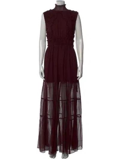 Pre-owned Ulla Johnson Silk Long Dress In Burgundy