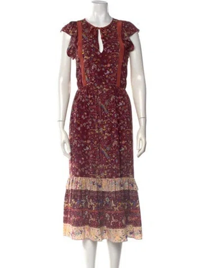 Pre-owned Ulla Johnson Silk Long Dress In Burgundy