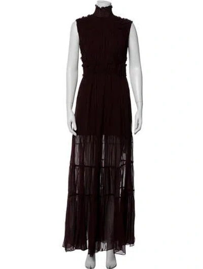 Pre-owned Ulla Johnson Silk Long Dress In Burgundy