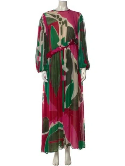Pre-owned Ulla Johnson Silk Long Dress In Green