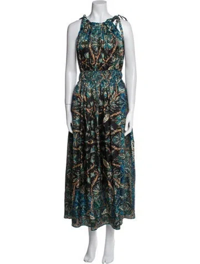 Pre-owned Ulla Johnson Silk Long Dress In Green