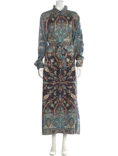 Pre-owned Ulla Johnson Silk Long Dress In Green