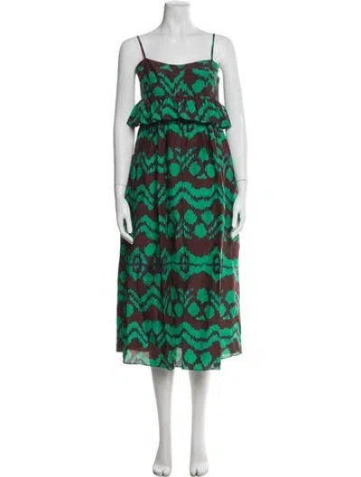 Pre-owned Ulla Johnson Silk Long Dress In Green