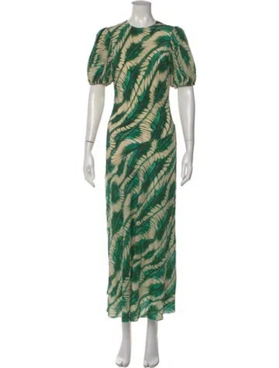 Pre-owned Ulla Johnson Silk Long Dress In Green