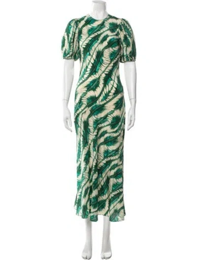 Pre-owned Ulla Johnson Silk Long Dress In Green