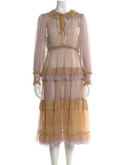 Pre-owned Ulla Johnson Silk Long Dress In Multi