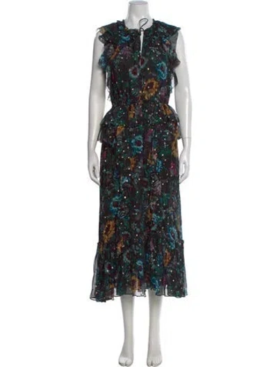Pre-owned Ulla Johnson Silk Long Dress In Multi