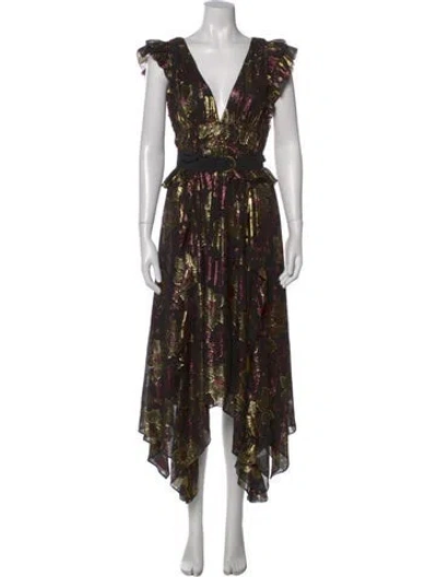 Pre-owned Ulla Johnson Silk Long Dress In Multi