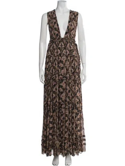 Pre-owned Ulla Johnson Silk Long Dress In Multicolor