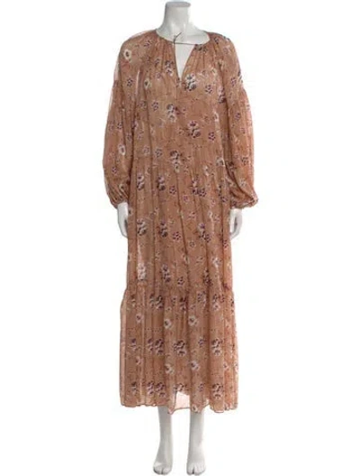 Pre-owned Ulla Johnson Silk Long Dress In Neutral
