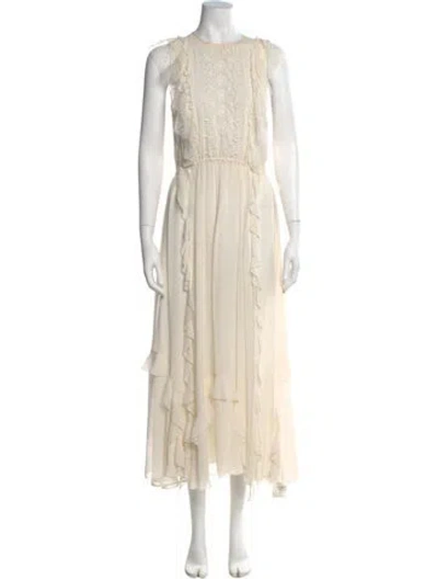 Pre-owned Ulla Johnson Silk Long Dress In Neutral