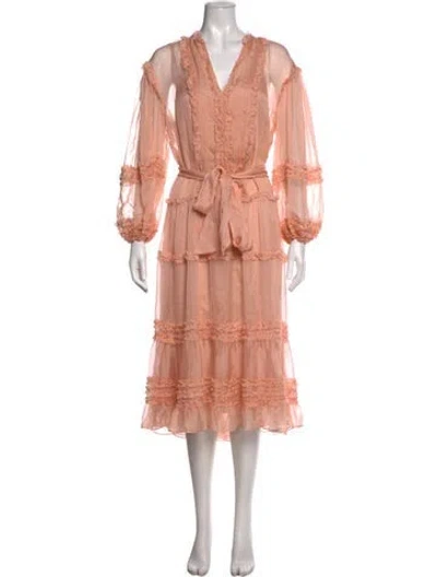 Pre-owned Ulla Johnson Silk Long Dress In Neutrals/pink