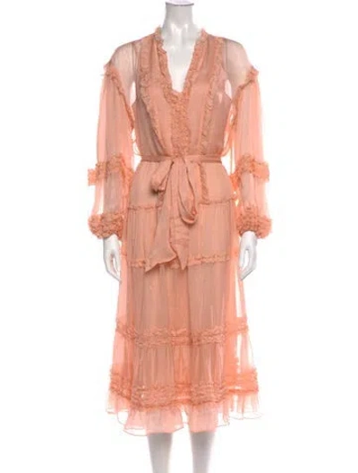 Pre-owned Ulla Johnson Silk Long Dress In Neutrals/pink