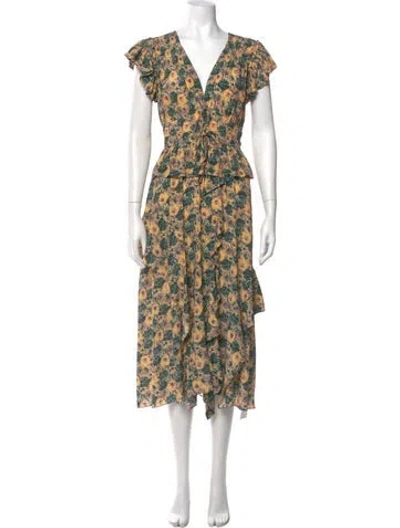 Pre-owned Ulla Johnson Silk Long Dress In Orange