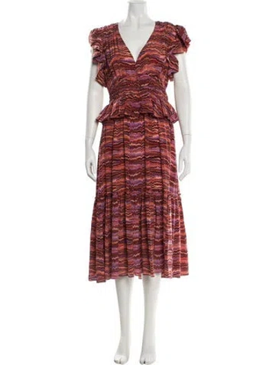 Pre-owned Ulla Johnson Silk Long Dress In Orange