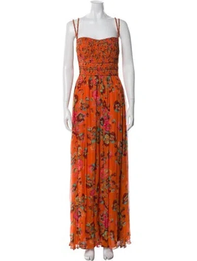 Pre-owned Ulla Johnson Silk Long Dress In Orange