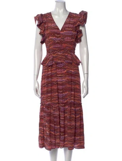 Pre-owned Ulla Johnson Silk Long Dress In Orange