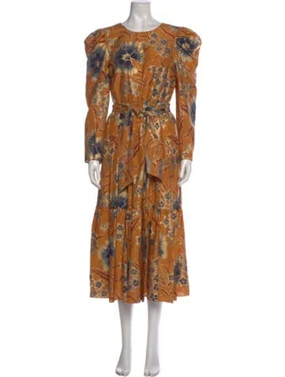 Pre-owned Ulla Johnson Silk Long Dress In Orange