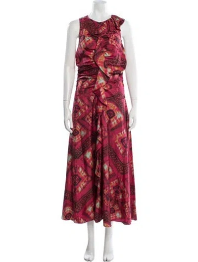 Pre-owned Ulla Johnson Silk Long Dress In Orange