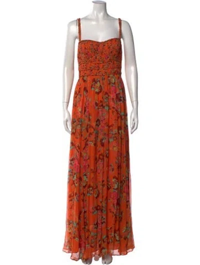 Pre-owned Ulla Johnson Silk Long Dress In Orange