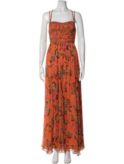 Pre-owned Ulla Johnson Silk Long Dress In Orange
