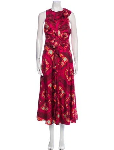 Pre-owned Ulla Johnson Silk Long Dress In Pink