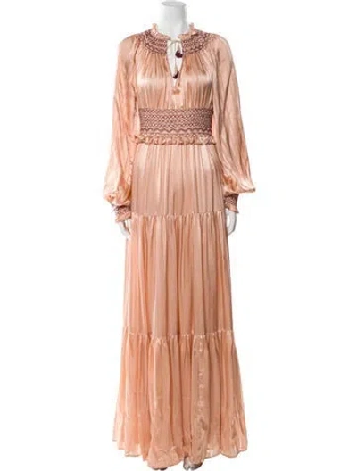 Pre-owned Ulla Johnson Silk Long Dress In Pink