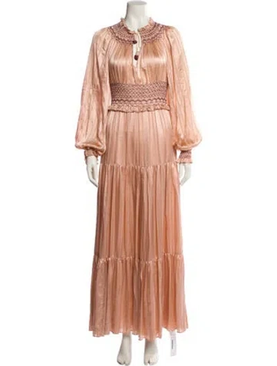 Pre-owned Ulla Johnson Silk Long Dress In Pink