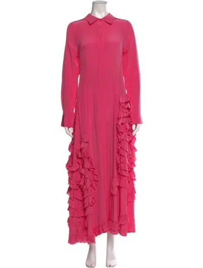 Pre-owned Ulla Johnson Silk Long Dress In Pink