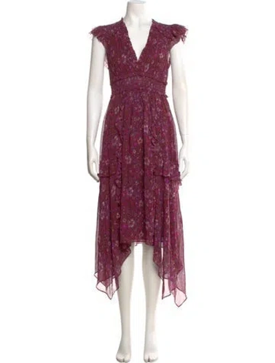 Pre-owned Ulla Johnson Silk Long Dress In Pink