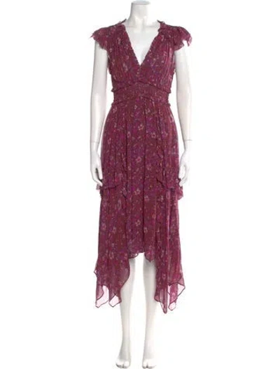 Pre-owned Ulla Johnson Silk Long Dress In Pink
