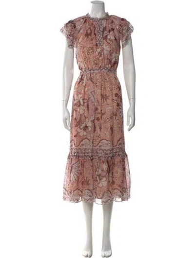 Pre-owned Ulla Johnson Silk Long Dress In Pink