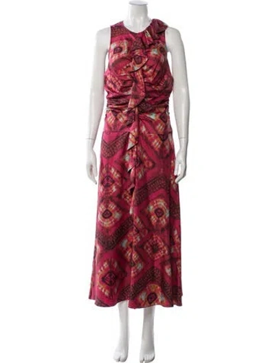 Pre-owned Ulla Johnson Silk Long Dress In Pink