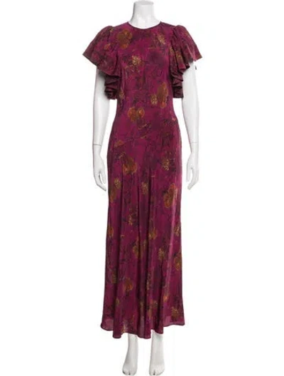 Pre-owned Ulla Johnson Silk Long Dress In Pink