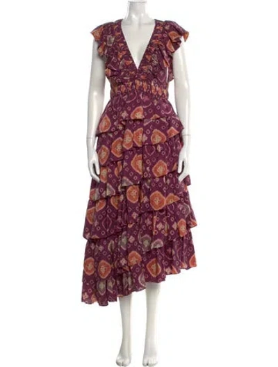Pre-owned Ulla Johnson Silk Long Dress In Purple