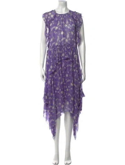 Pre-owned Ulla Johnson Silk Long Dress In Purple
