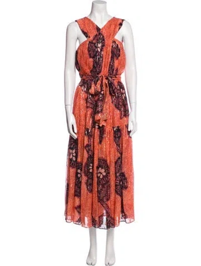 Pre-owned Ulla Johnson Silk Long Dress In Purple