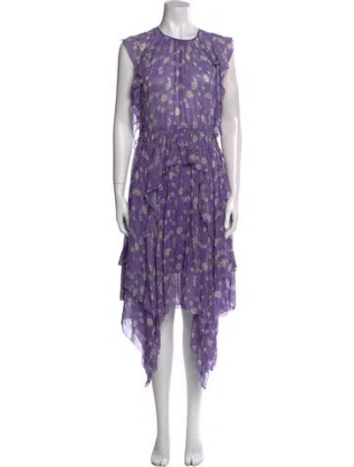 Pre-owned Ulla Johnson Silk Long Dress In Purple
