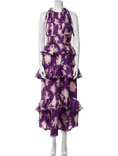Pre-owned Ulla Johnson Silk Long Dress In Purple