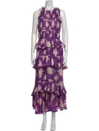 Pre-owned Ulla Johnson Silk Long Dress In Purple