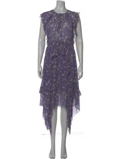 Pre-owned Ulla Johnson Silk Long Dress In Purple