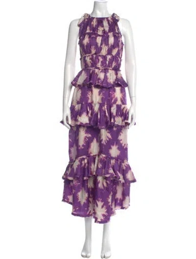 Pre-owned Ulla Johnson Silk Long Dress In Purple