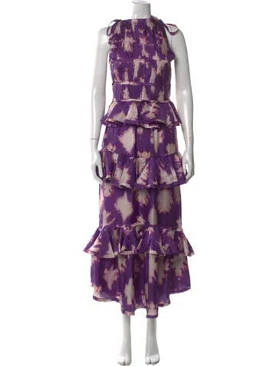 Pre-owned Ulla Johnson Silk Long Dress In Purple