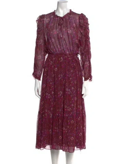 Pre-owned Ulla Johnson Silk Long Dress In Purple