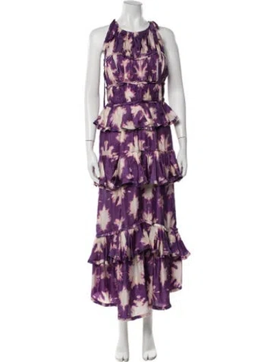 Pre-owned Ulla Johnson Silk Long Dress In Purple