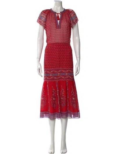 Pre-owned Ulla Johnson Silk Long Dress In Red