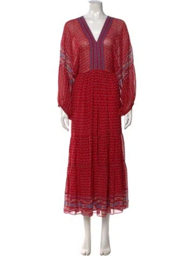 Pre-owned Ulla Johnson Silk Long Dress In Red