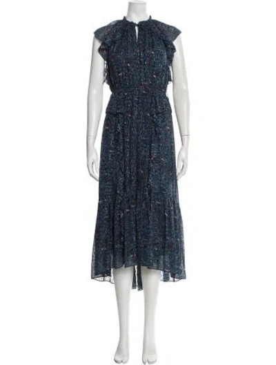 Pre-owned Ulla Johnson Silk Long Dress In Silver